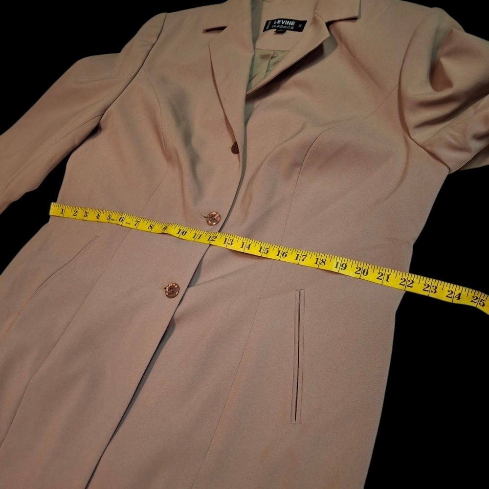 Larry Levine Classics Khaki Button Polyester Long Trench Coat Women Size 18 - Picture 11 of 16